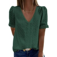 Žene Ljetne casual majice V izrez Petal kratki rukav vrhovi labavo comfy bluza lagana slatka majica