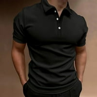 Uorcsa Street Trend kratki rukav čvrsti gumbi pulover plaža Muška majica Crna