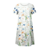 Ylioge ženske ljetne boemske print kratkih rukava Crewneck Haljine Maxi haljina