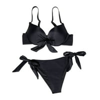 Oalirro bikini kupaći kostimi dvije ženske pune boje Split bez kostim luka crna