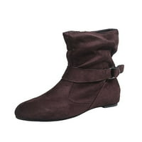 Daeful Women Boots Buckle Arre Casual Cipes Mid Calf zimska čizma hodanje udobnosti Slouch Strana zip