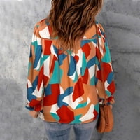 Plus veličine za žene Dressy Ležerne prilike za modu, dugi rukav okrugli izrez Ruched pulover bluza narandžasti xl