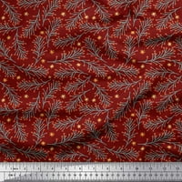Soimoi Crvena teška platna tkanina Snowflake & Crvene bobice plodovi Ispis tkanina sa dvorištem širom