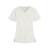 Ženske vrhove Crew Crw Crw Bluza Love Wovene Ljetne majice kratkih rukava bijela 4xl