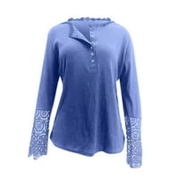 Bluza za žene Žene dugih rukava Ležerne tipke punog boja Dugih rukava Cracy Bluza Majica Flash Blube