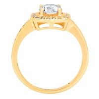 1. CT sjajan okrugli rez originalni kultivirani dijamant VS1-VS I-J 14K Yellow Gold Halo Obećaj Vjenčanje