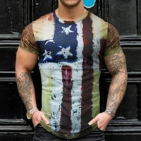 Muškarci Ležerni modni nezavisnosti Dan tiskani okrugli vrat majica Top kratkih rukava Bluze Velike