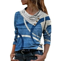 Košulje za žene Ženske ovratnike s dugim rukavima V izrez Geometrija majica Dugme Dugme Pulover TOP