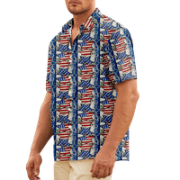 4. jula muška havajska majica USA Nacionalna zastava Košulja grafička majica Ovratnik svakodnevno sportski