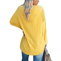 Ženska plus veličina modni casual V-izrez dugih rukava s dugim rukavima, bluza s labavim majicama vrhova