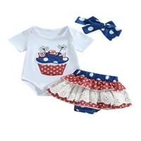 Wassery Baby Girl 4. jula Ljetna suknja odjeća za dječje djevojke Djevojke Neovisnosti Dan odjeće Stars