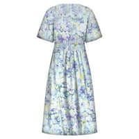 Stalne haljine za ženu Ženska ljetna haljina ruffle rukave okrugli izrez Mini haljina cvjetna ispisa