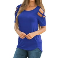 Yubnlvae T majice za žene Strappppy ljetni vrhovi ramena hladna majica kratkih rukava bluze žene, ženska