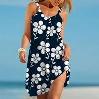 Haljina na plaži Žene bez rukava Print Sandresses Loose Comfy ljetne casual mini haljine za žene Seksi