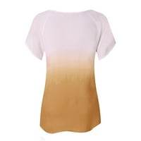 USMIXI slatki vrhovi za žene gradijent V-izrez kratkih rukava Summer Modna kravata-boja prozračna bluza