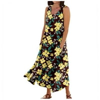 Sksloeg ljetne haljine za žene casual bez rukava swing swinderss fit cvjetno tiskano maxi haljina s