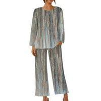 Kućna odjeća Oieyuz za žene Torggy dugih rukava i hlače Stilske ispisane pidžame setovi sa džepom