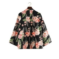 Zrbywb Jednostavan džemper za žene za žene Women Print Chiffon Beach Kimono dugačak kardigan bluza Shawl