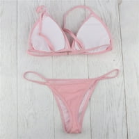 Yubnlvae Ženski kupaći kupaći kostimi BRA THONG Bikini kupaći kostimi dva kupaće kostimi - ružičasta L