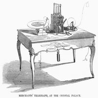 Telegraf, 1854. Nmerchant's Telegraph, izložen u kristalnoj palači, Londonu, Engleskoj. Graviranje drveta, 1854. Poster Print by
