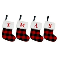 Božićne čarape Red Buffalo pleteni sa bijelim super mekim plišanim manžetnim vezanim Xmas čarapama klasično personalizirano ukrašavanje čarapa za dekor za obiteljski odmor
