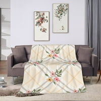 Geometry Cartoon Cvjetni cvjetovi uzorak baca pokrivač, lagana udobna meko baka za kauč, 50 x40 bacaju