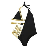 Žene dvije kupaće kostim bronzirajuće prugastog rezanja visokog struka jednodijelni bikini kupaći kostim