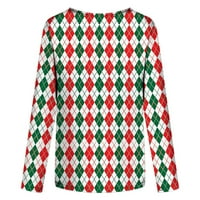 Viadha Womens Božićne duksere Ljetni modni božićni print Okrugli vrat dugih rukava majica top bluza