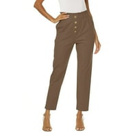 Vremenske ženske ležerne hlače Čvrsto dugme elastične struke Capri hlače džep labavi duksevi
