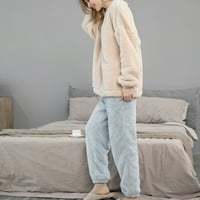 Pidžame za žene Žene Sleep odjeća Zimska Soild džep dugi rukav + duge hlače Pajama odijelo Plavo + m