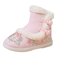 Djevojke 'čizme Gilrs platnene cipele gumene tople zimske čizme za snijeg vez za print pamučne čizme