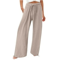 Rewentine ženske hlače Ležerne prilične labave hlače Ravne široke pantalone za noge hlače beige 4