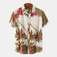 Havajske majice za muškarce kratke rukave ispisano dugme dole Ležerne ljetne majice za odmor na plaži, muške cvjetne majice