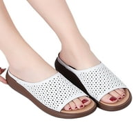 Tenmi ženske klizne klizne na sandale Ljetni klinovi Sandal Peep toe papuče ženske modne neklizajuće casual cipele bijele šuplje od 7,5