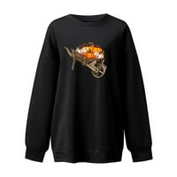 Cotonie ženska modna jesenska ispisana labava bluza s dugim rukavima okrugli vrat casual pulover vrhove