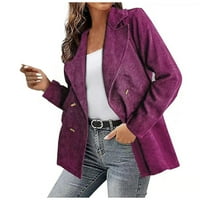 Blazer jakne za žene modni čvrsti bolni grudi jesen bez rukava dugih rukava dvostruki zimski kaput jakna ljubičasta veličina s