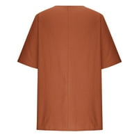 Pyju Žene Roll-up Bluze s kratkim rukavima, košulje od pamučne posteljine majice Dragonfly Print Draped