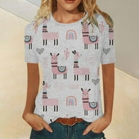 Ženska modna casual udobnih tiskanih majica s kratkim rukavima o kratkim rukavima O-izrez XL XL