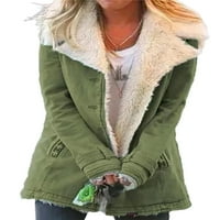 Kaputa za žene od kaputa od punog boja dugih rukava Otvori prednja zimska topla odjeća Green s