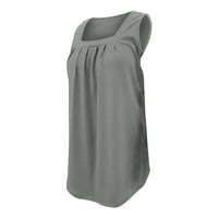 Ociviesr Ženski Ljetni vrhovi kvadratni vrat Labavi kratki rukav V izrez Top pamučne majice kratkih