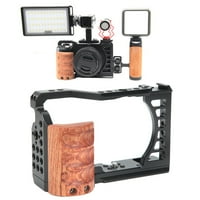Kavez fotoaparata s drškom Drvena ručka kaveza kamere za snimanje kaveza kit aluminijski legura kamere Video snimak kaveznog kompleta sa drvenim ručicama za A7C