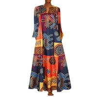 Haljine za ženske haljine s dugim rukavima cvjetni uzorak V-izrez haljine plus veličina labava fit maxi