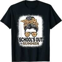 Škole za ljetno učitelja Leopard MESSY BUN izbijeljena majica