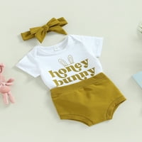 GENUISKIDS Baby Girls Uskršnja odjeća Mjeseci Dojenčad Ljeto odijelo Set Pismo Ispis kratkih rukava
