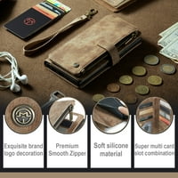 -Lion za Samsung Galaxy S Plus futrole, Galaxy S22 + Case Novčanica za žene Muškarci, Izdržljiv PU kožni magnetski novčanik Flip Lanyard remen za ručne patentne zatvarače Kućište za zatvarače Kućište telefona, smeđa