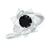 Laboratorija je stvorio crni dijamantni prsten sa moissine za žene - obilaznice, srebrna srebra, SAD