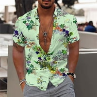 Muške šarene cvjetne print kratkih rukava Havajska majica modni uzorak gumb dolje Aloha majica labavi