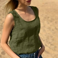 Cleance u iznosu od $ Cotonie Womens tenkovi Ljetna majica Ženska pamučna posteljina košulja bez rukava