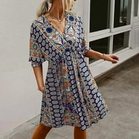 Idoravan ženska ljetna majica Dress Clearence ženske modne boemske V-izrez s kratkim rukavima od kratkih