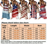 Seksi ples američka zastava Torba 4. jula Skraći rukav Sundress USA Patriotska ljetna casual maxi haljina
